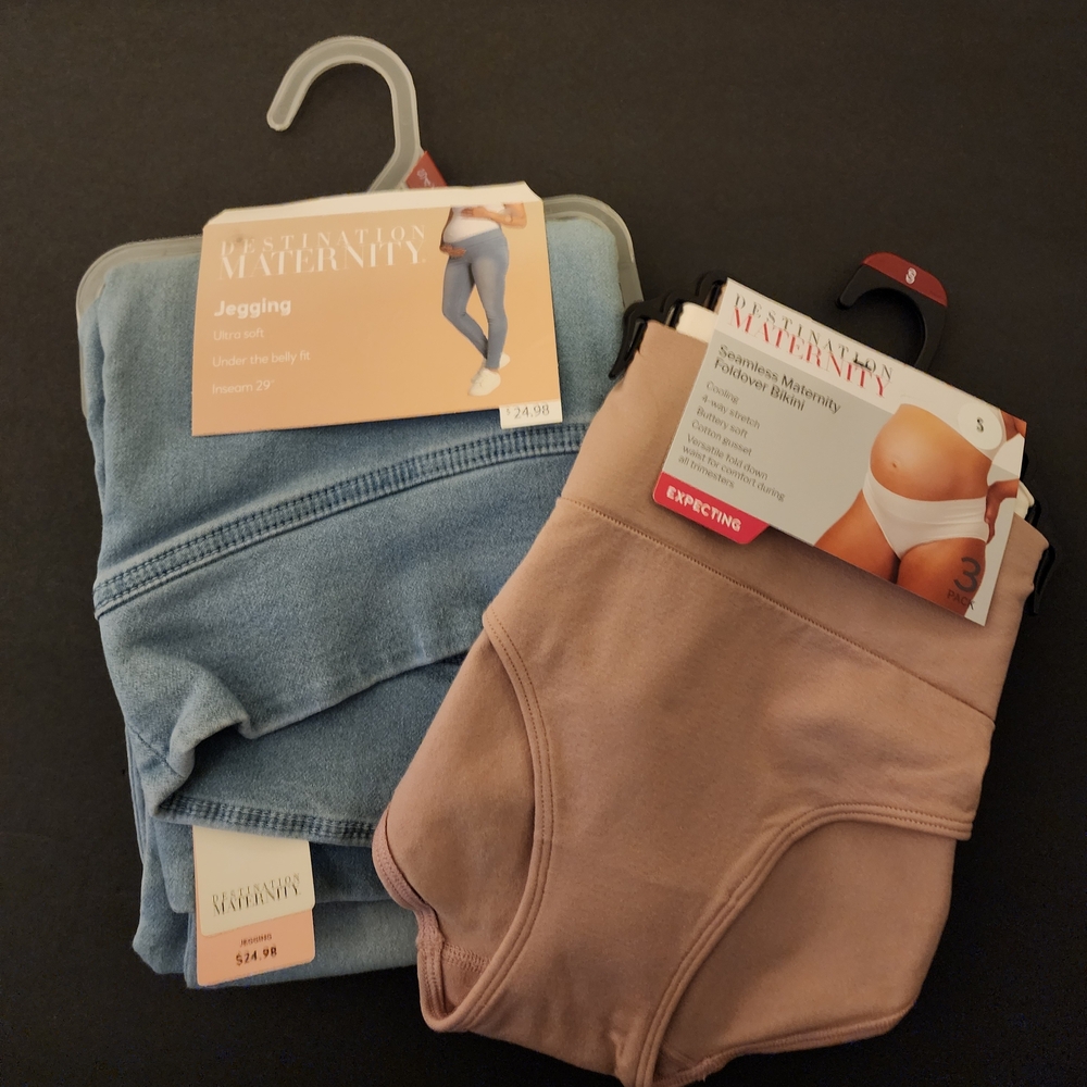 NWT Destination Maternity Blue Jeggings, Size W-Small +3/Pack W-Sm, Bikini, New